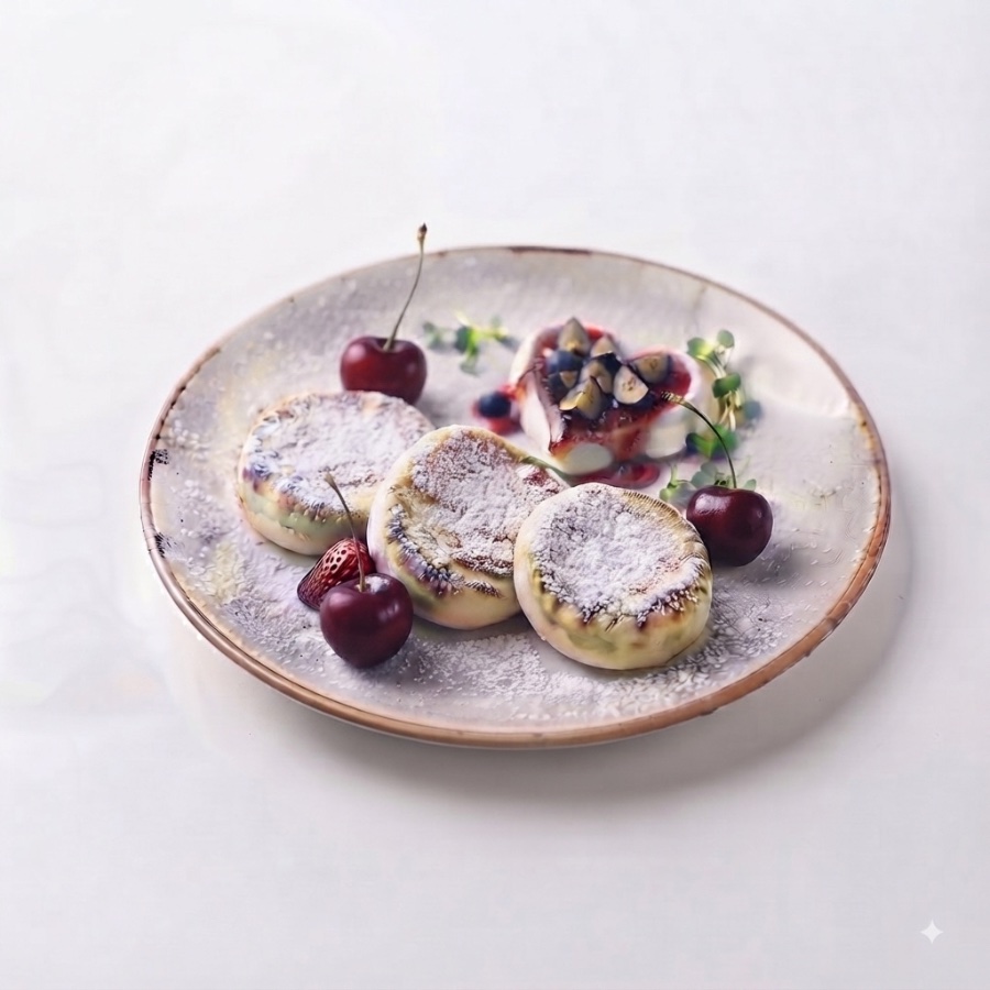 Syrniki with cherry
