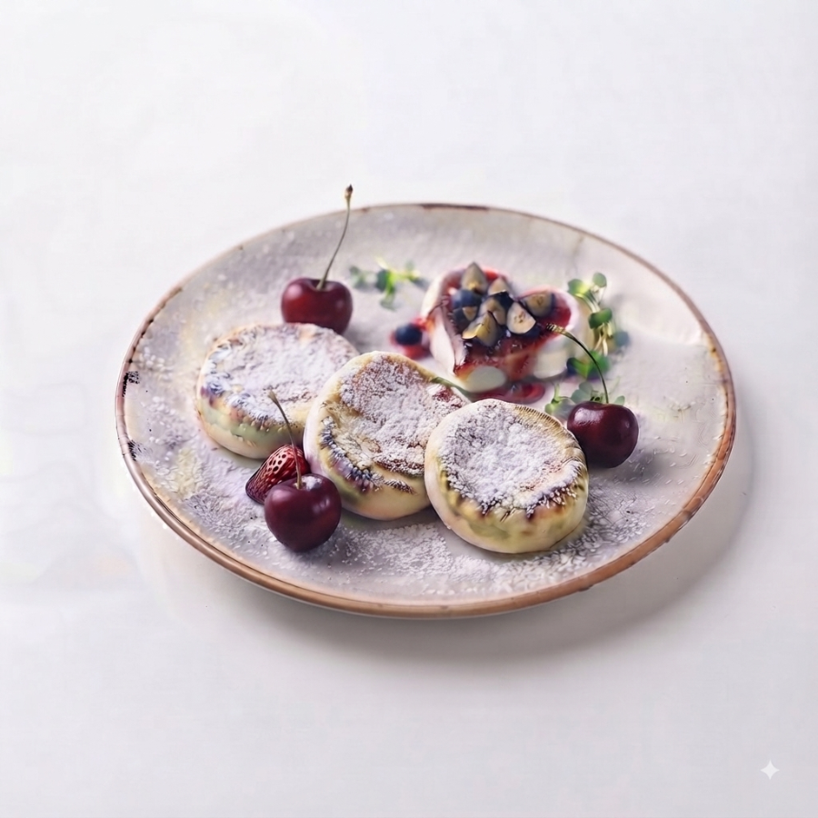 Syrniki with cherry
