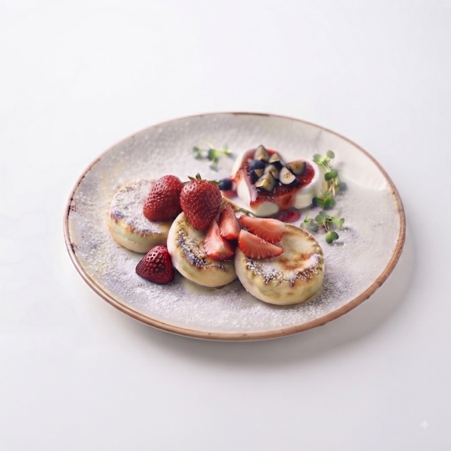 Syrniki with blueberrys