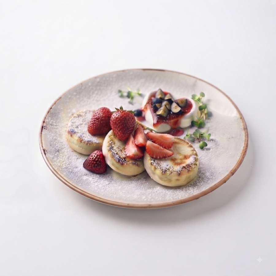 Syrniki with blueberrys