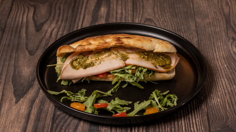 Smoked turkey focaccia sandwich