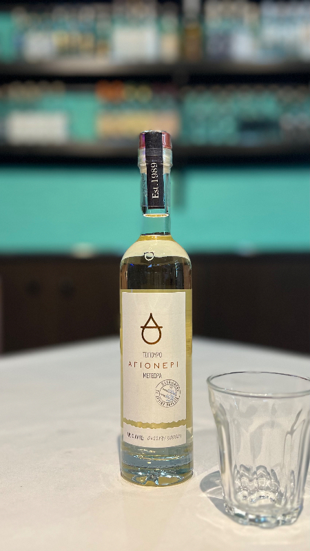 Agioneri aged tsipouro in an oak barrel